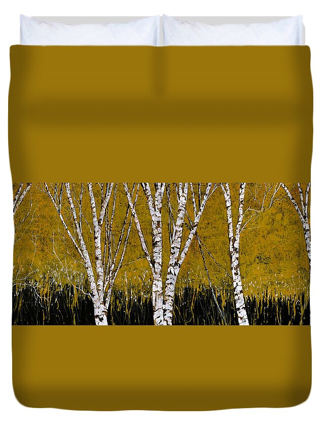 Betulle Duvet Cover featuring the painting Betulle A Sfondo Giallo by Guido Borelli