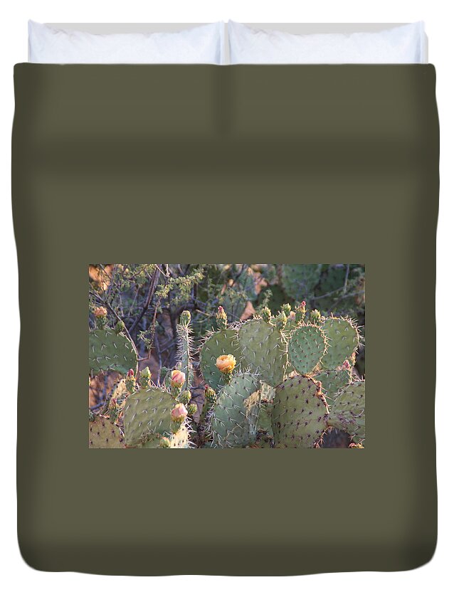 David S Reynolds Duvet Cover featuring the photograph Between The Thorns by David S Reynolds
