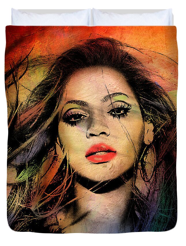 Beyonce Duvet Cover featuring the painting Beyonce by Mark Ashkenazi