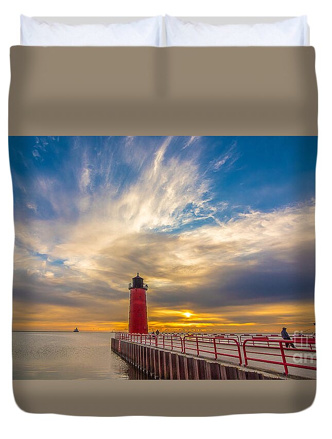 3rd Ward Duvet Cover featuring the photograph Beyond the Pier by Andrew Slater