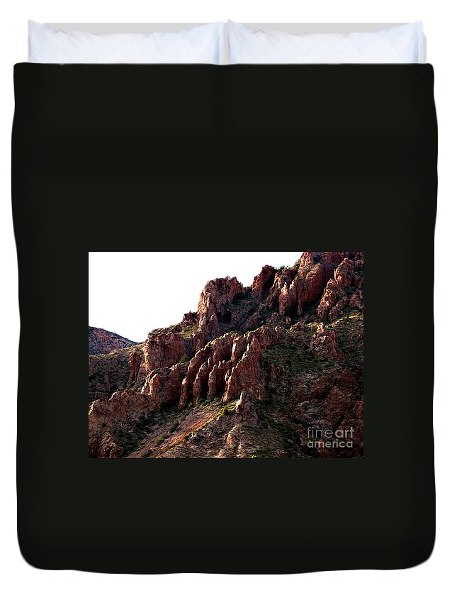 Big Bend National Park Duvet Cover featuring the photograph Big Bend The Mountain's Hand by Linda Cox