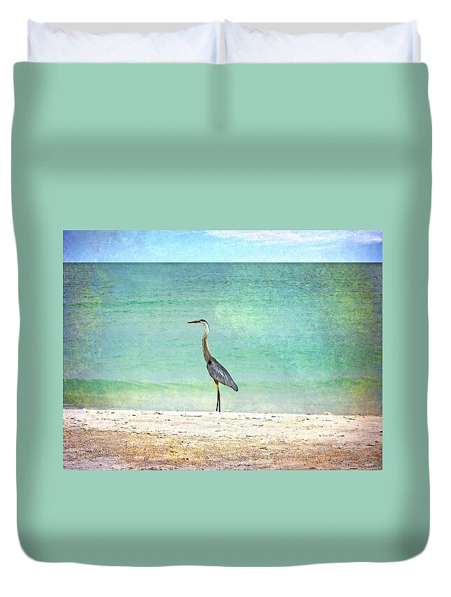 Bird Duvet Cover featuring the photograph Big Blue Heron by Judy Hall-Folde