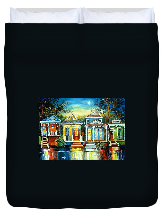 New Orleans Duvet Cover featuring the painting Big Easy Moon by Diane Millsap