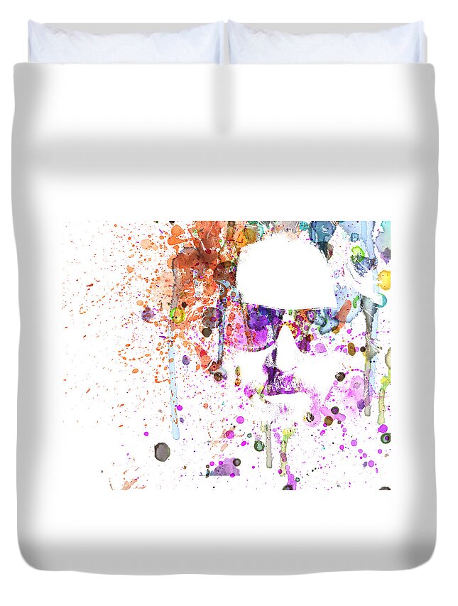 Big Lebowski Duvet Cover featuring the painting Big Lebowski Watercolor 1 by Naxart Studio