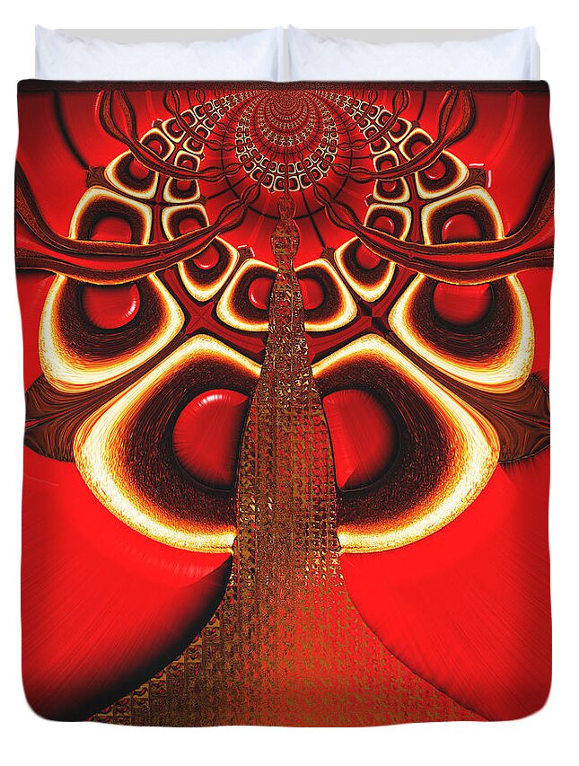 Tree Duvet Cover featuring the digital art Big Tree From The Red Forest by Wendy J St Christopher