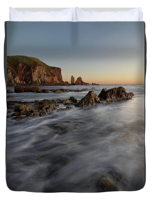 Tranquility Duvet Cover featuring the photograph Bigbury Bay by Lakemans