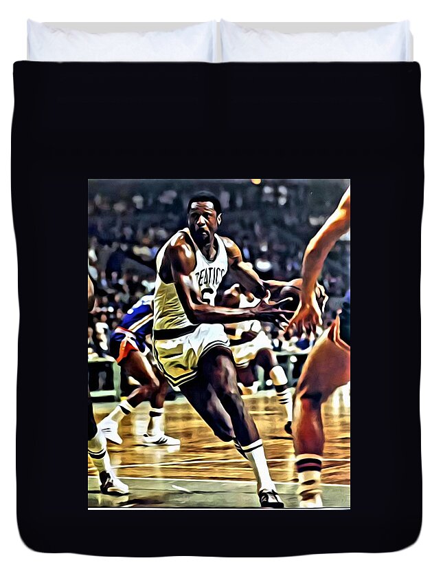 Bill Russell Duvet Cover featuring the painting Bill Russell by Florian Rodarte
