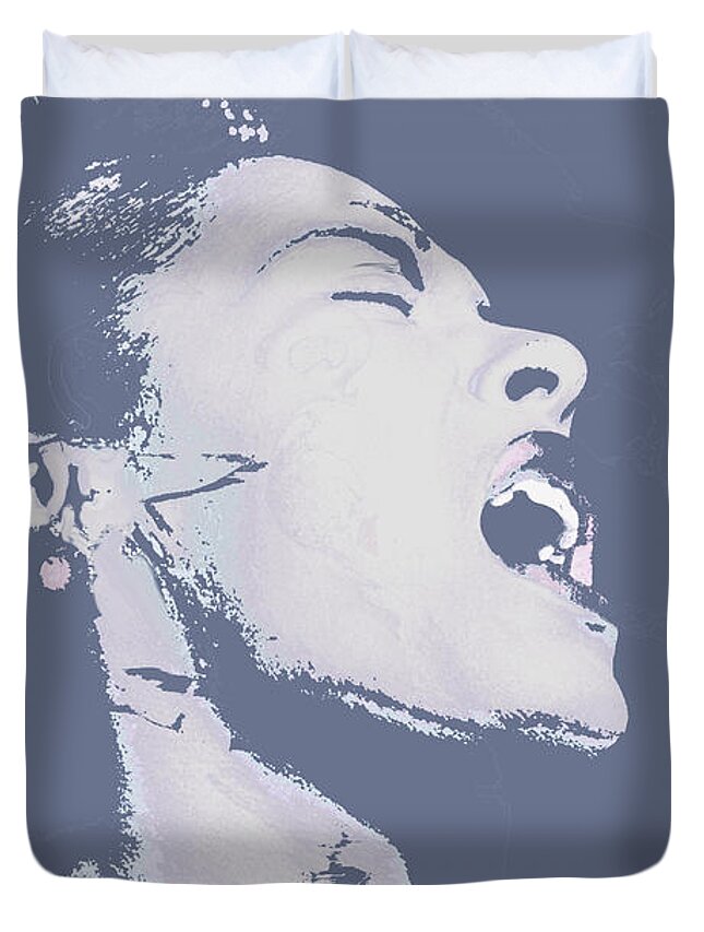 Billie Holiday Duvet Cover featuring the painting Billie Holiday by Tony Rubino