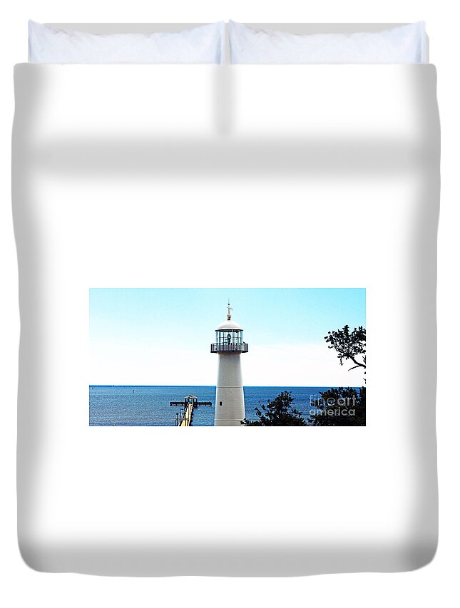 Seascape Duvet Cover featuring the photograph Biloxi Lighthouse 4 by Earl Johnson