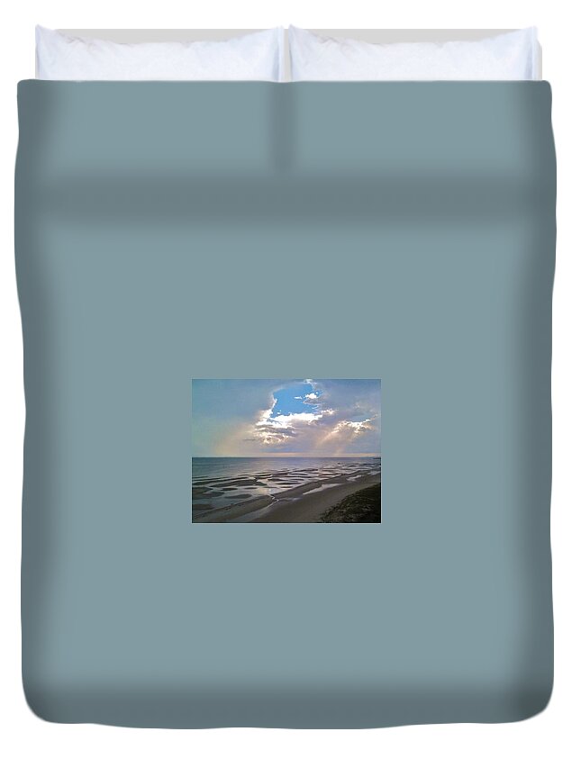 Biloxi Duvet Cover featuring the photograph Biloxi Sandbar by Deborah Lacoste
