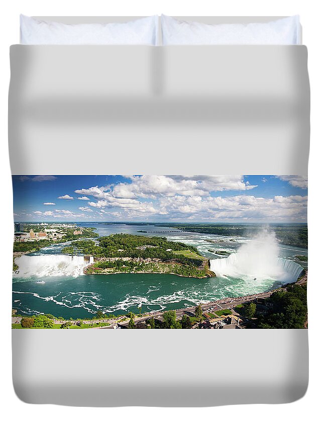Scenics Duvet Cover featuring the photograph Bird-eye-view Panorama Of Niagara Falls by Naibank