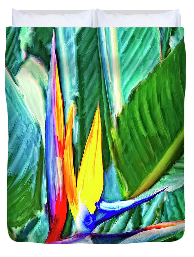 Bird Of Paradise Duvet Cover featuring the painting Bird of Paradise by Dominic Piperata