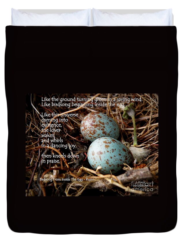 Eggs Duvet Cover featuring the photograph Birdsong From Inside The Egg by Lainie Wrightson