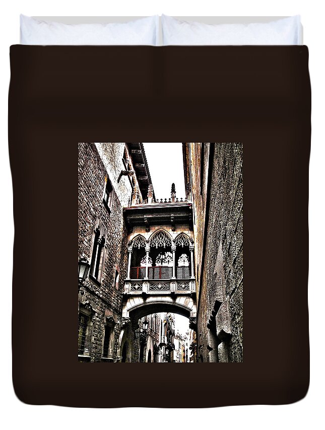 Europa Duvet Cover featuring the photograph Bishop's Street - Barcelona by Juergen Weiss