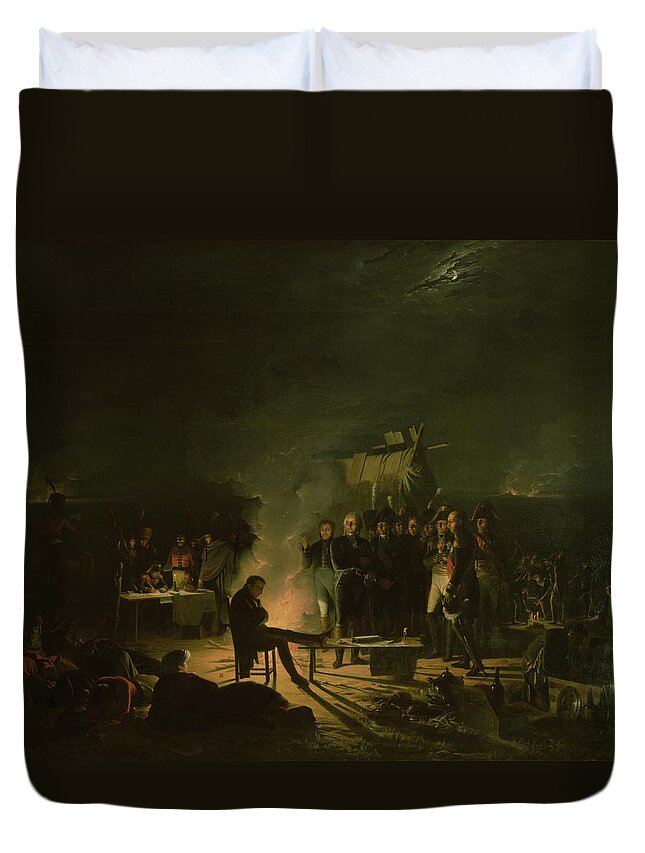 Camp Duvet Cover featuring the photograph Bivouac Of Napoleon I 1769-1821 On The Battlefield Of The Battle Of Wagram, 5th-6th July 1809, 1810 by Adolphe Roehn