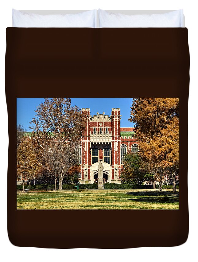 Bizzell Duvet Cover featuring the photograph Bizzell Memorial Library by Ricky Barnard