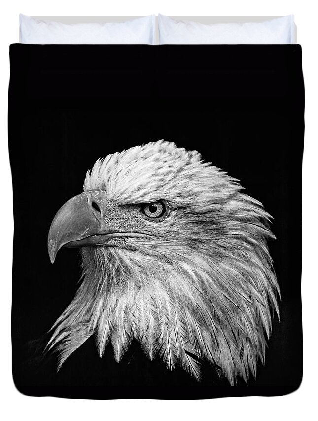 Black And White Eagle Duvet Cover featuring the photograph Black and White Eagle by Wes and Dotty Weber