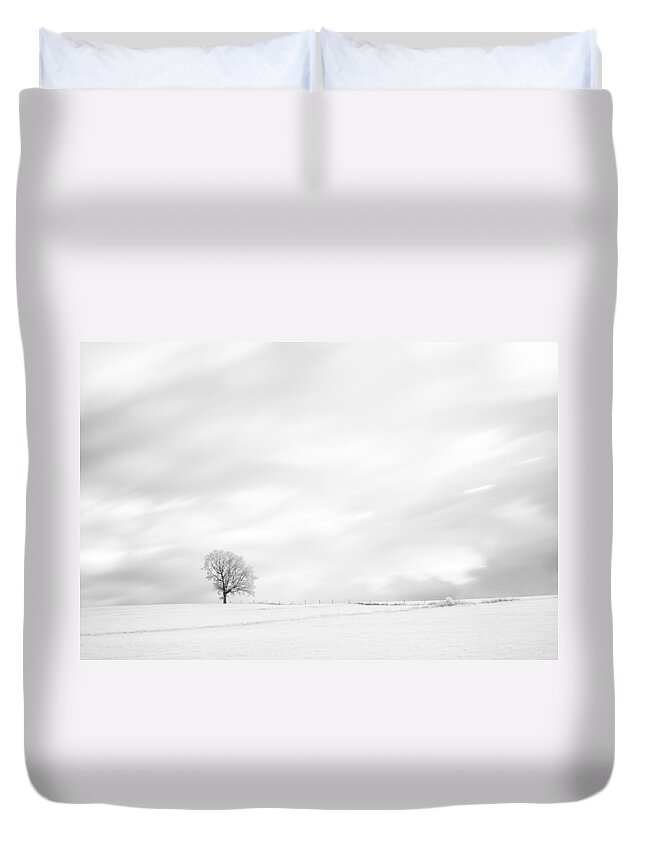 Autumn Duvet Cover featuring the photograph Black and White Tree #1 by U Schade