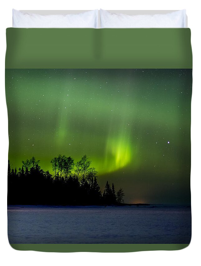 Astrophotography Duvet Cover featuring the photograph Black Bay Aurora by Jakub Sisak