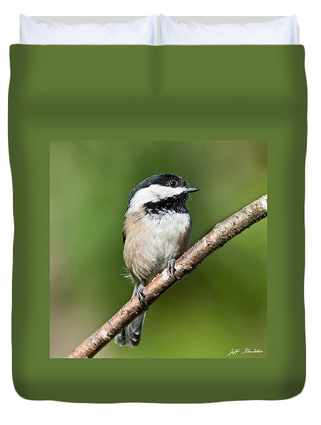 Animal Duvet Cover featuring the photograph Black Capped Chickadee by Jeff Goulden