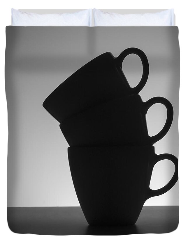Coffee Duvet Cover featuring the photograph Black Coffee Cups by Steven Milner