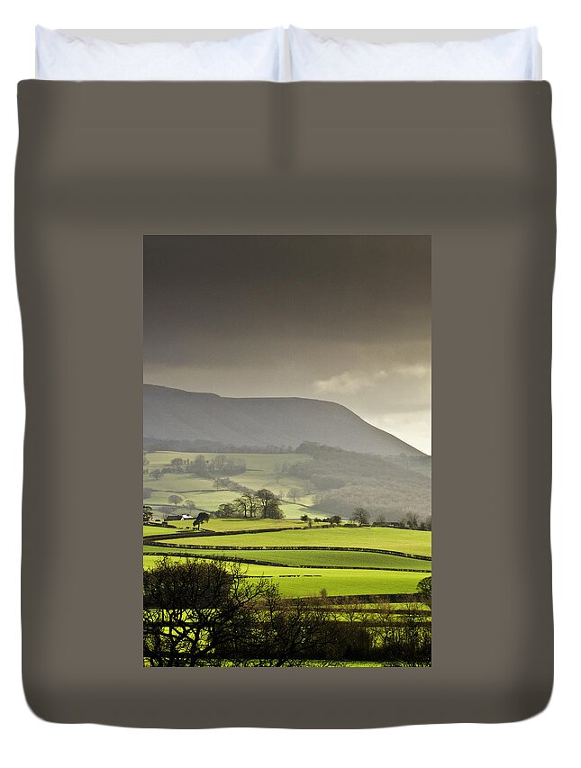 Scenics Duvet Cover featuring the photograph Black Mountains by Ginny Battson