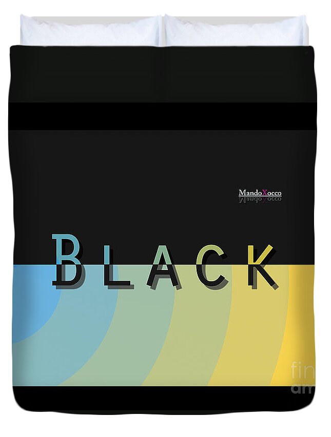 Design Duvet Cover featuring the mixed media Black Rainbow Yellow by Mando Xocco