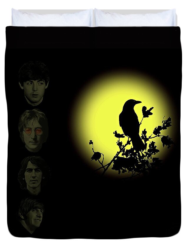 Blackbird Duvet Cover featuring the mixed media Blackbird Singing in the Dead of Night by David Dehner