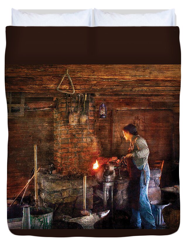 Savad Duvet Cover featuring the photograph Blacksmith - Cooking with the Smith's by Mike Savad