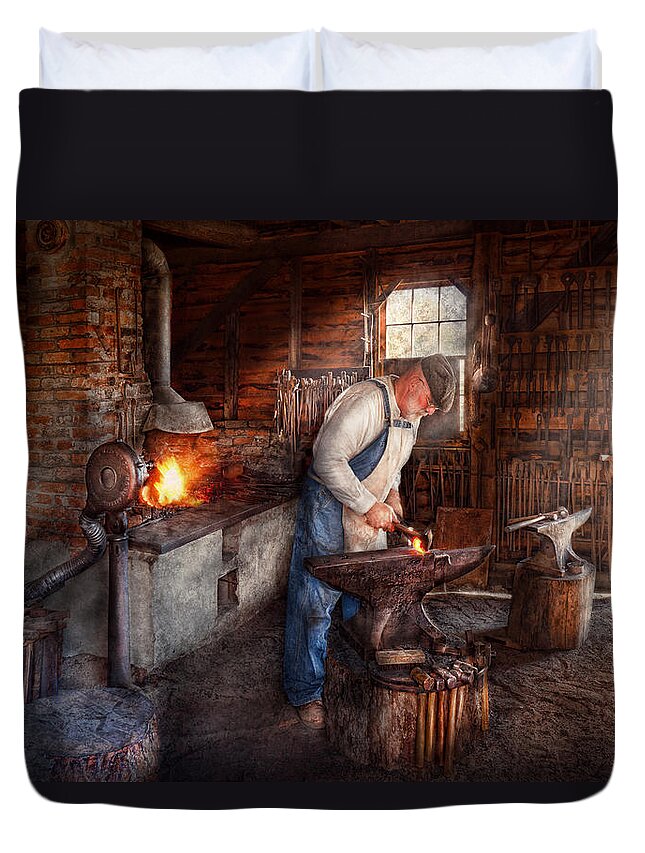 Blacksmith Duvet Cover featuring the photograph Blacksmith - The Smith by Mike Savad