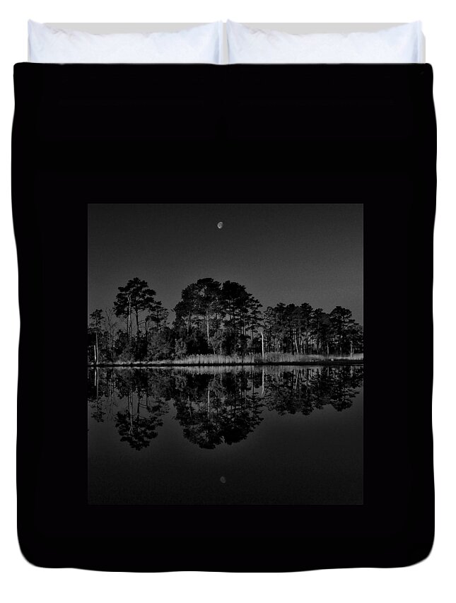 Moon Duvet Cover featuring the photograph Blackwater Moon by Bob Geary