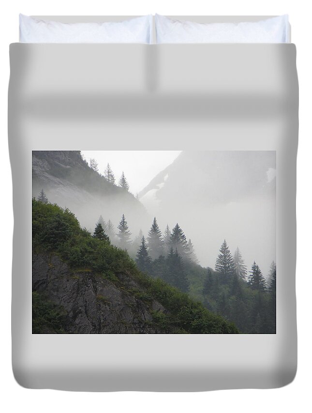 Sawyer Duvet Cover featuring the photograph Blanket Of Fog by Jennifer Wheatley Wolf