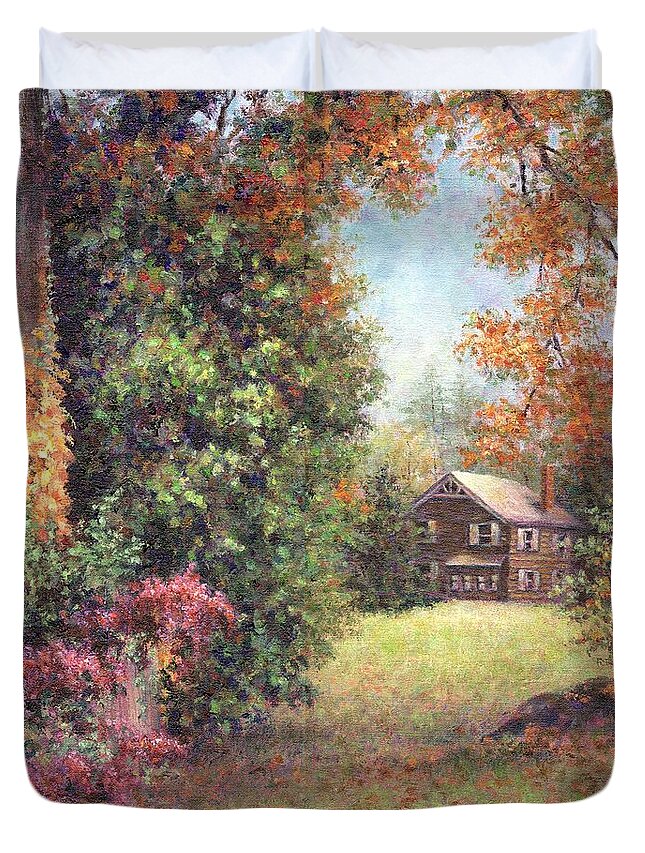 Autumn Duvet Cover featuring the painting Blazing Ivy by Susan Savad