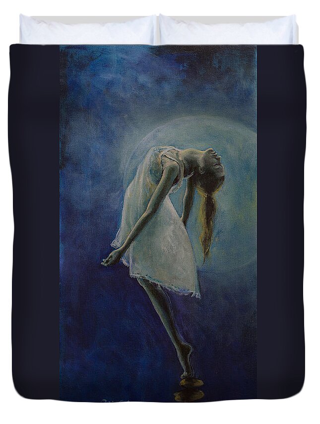 Meditation Duvet Cover featuring the painting Bliss by Dorina Costras