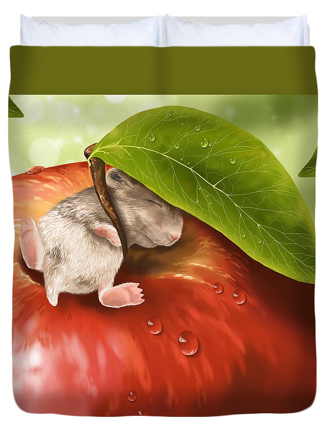 Apple Duvet Cover featuring the painting Bliss by Veronica Minozzi