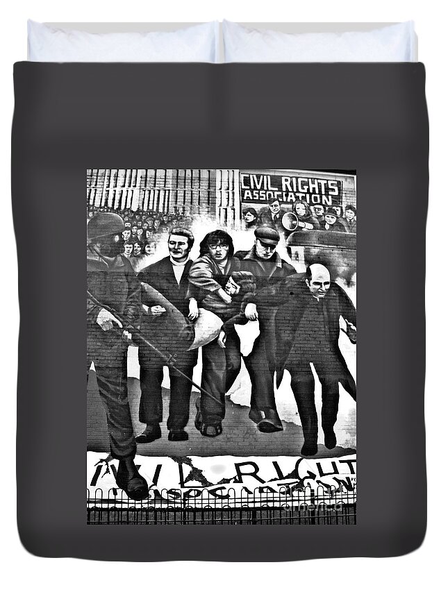 Painting Duvet Cover featuring the photograph Bloody Sunday Original Mural by Nina Ficur Feenan