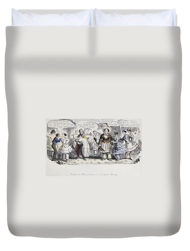1851 Duvet Cover featuring the painting Bloomer Cartoon, C1851 by Granger