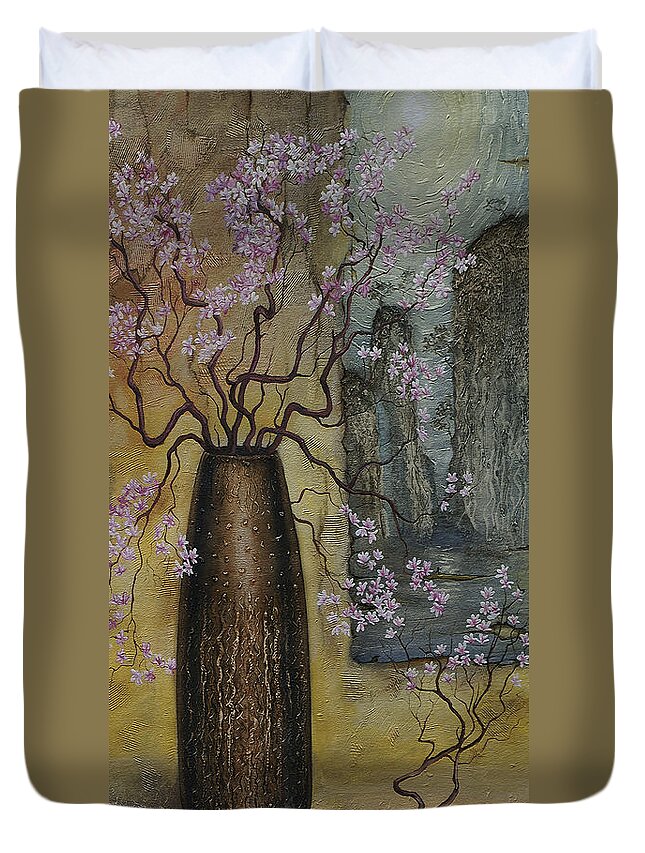 Still Life Duvet Cover featuring the painting Blossom by Vrindavan Das