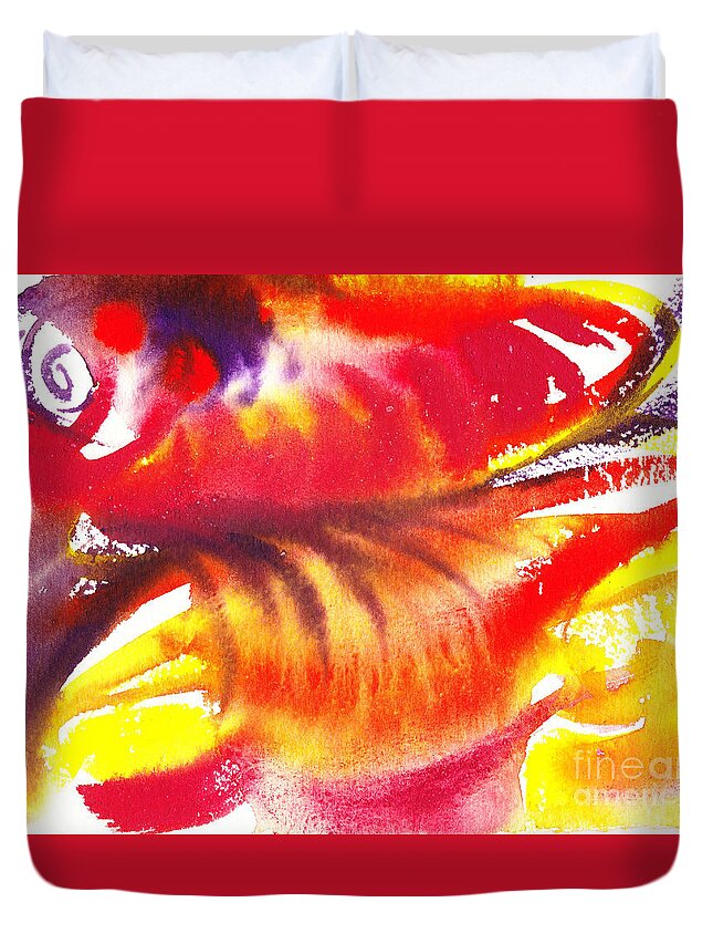 Blossom Duvet Cover featuring the painting Blossoming Flames Abstract by Irina Sztukowski
