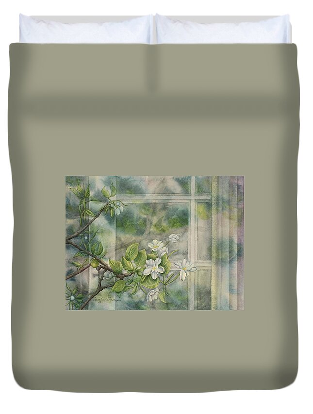 Blossoms Duvet Cover featuring the painting Blossoms Inside and Out by Heather Gallup