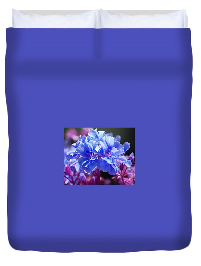  Duvet Cover featuring the photograph Blue and Purple Flowers by Matt Quest