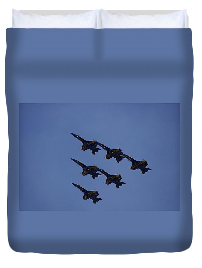 Blue Angels Duvet Cover featuring the photograph Blue Angels 14 by Laurie Perry