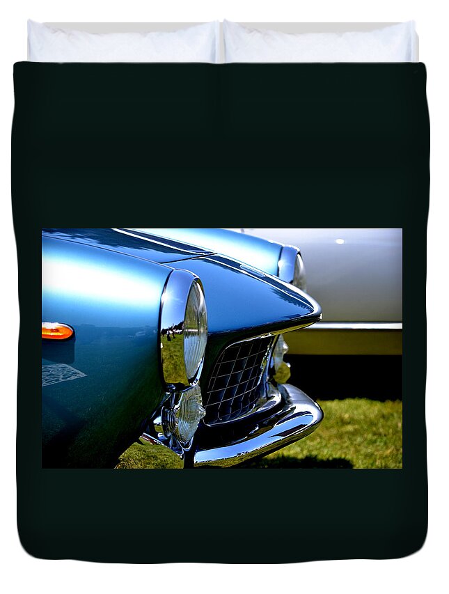 Car Duvet Cover featuring the photograph Blue Car by Dean Ferreira