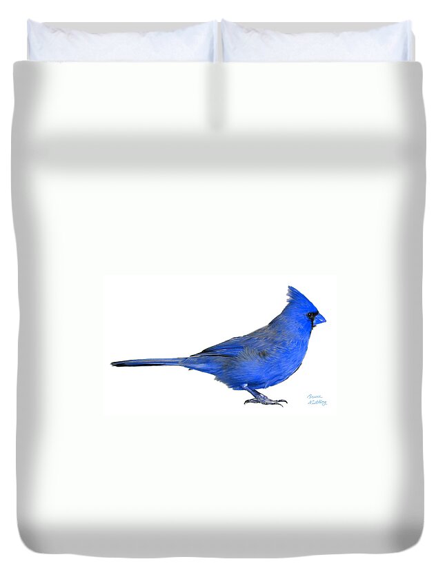 Blue Duvet Cover featuring the painting Blue Cardinal by Bruce Nutting