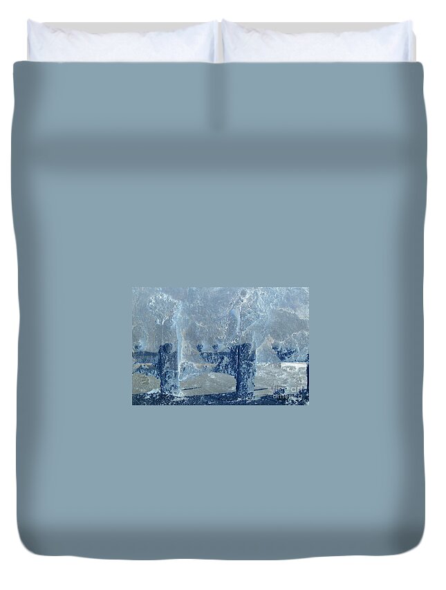 Construction Duvet Cover featuring the photograph Blue Claw Two by Heather Kirk