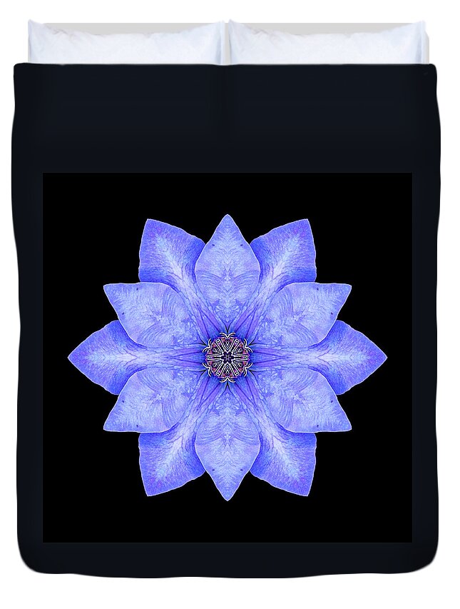 Flower Duvet Cover featuring the photograph Blue Clematis Flower Mandala by David J Bookbinder
