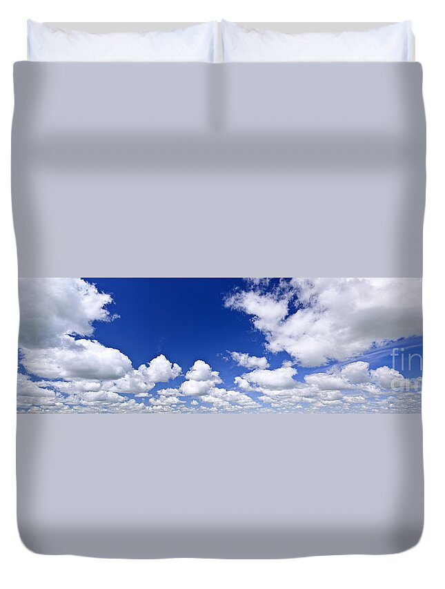Sky Duvet Cover featuring the photograph Blue cloudy sky panorama by Elena Elisseeva