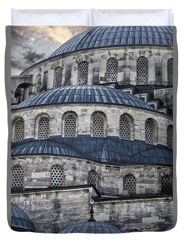 Blue Mosque Duvet Cover featuring the photograph Blue Dawn Blue Mosque by Joan Carroll