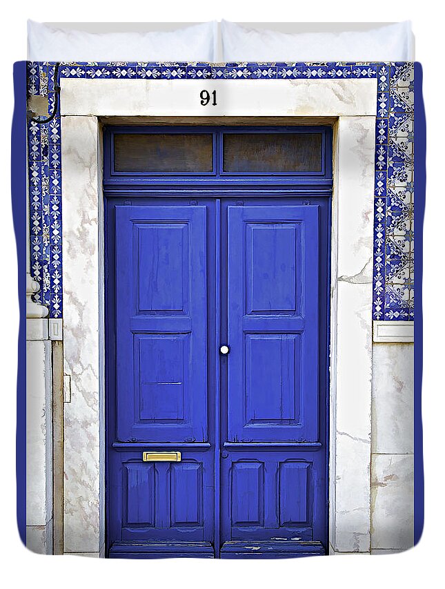 Blue Duvet Cover featuring the photograph Blue Door of Estremoz by David Letts