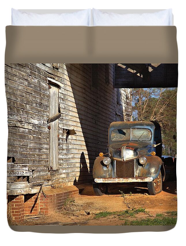 7969 Duvet Cover featuring the photograph Blue Farm Truck by Gordon Elwell